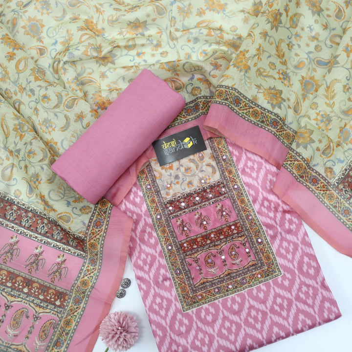 Mulberry Printed Top with Digital Printed Dupatta Set