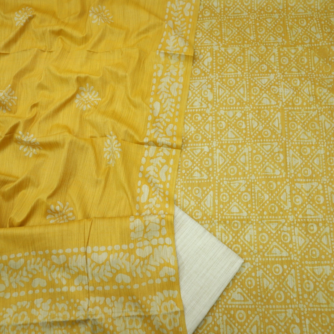 Yellow Batik Handloom Top with Dupatta Set