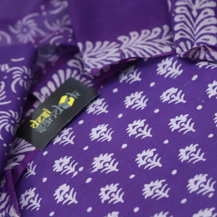 Eggplant Purple Katan Staple Handloom Top and Dupatta Set