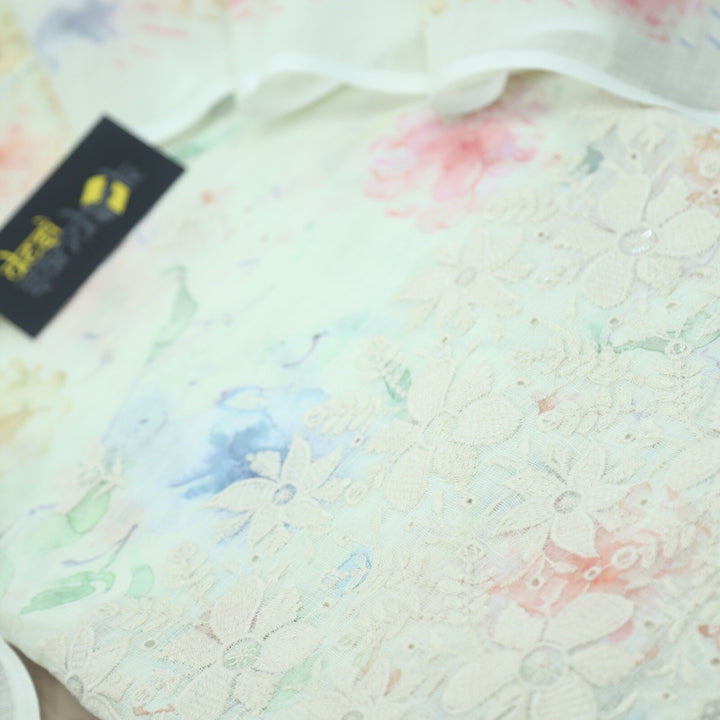 Light Yellow Base Digital Printed Cotton Linen Top and Dupatta Set