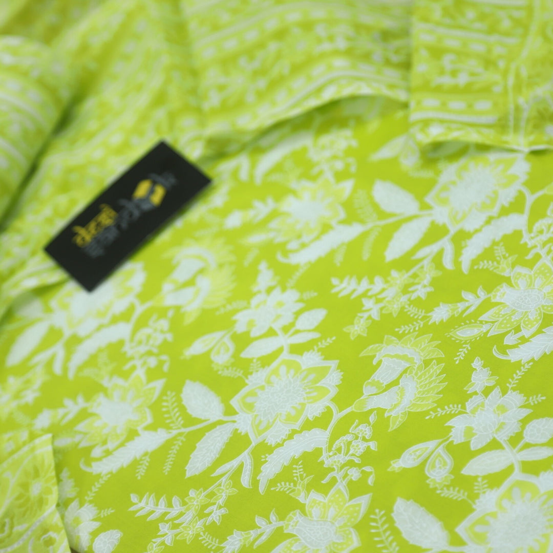 Neon Green Printed 3 Piece Set Fabric