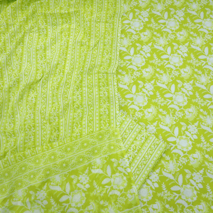 Neon Green Printed 3 Piece Set Fabric