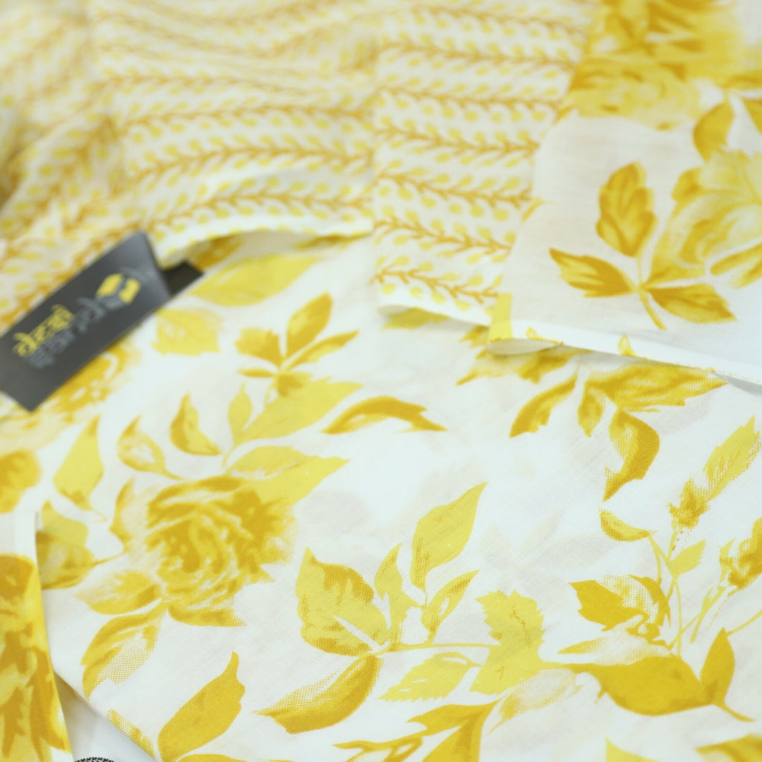 Tuscany Yellow Printed Cotton Top with Printed Dupatta Set