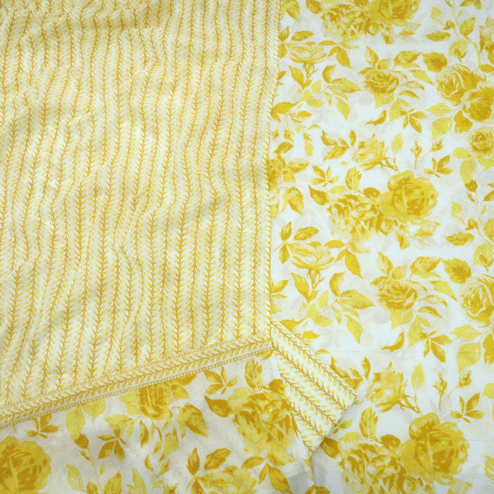 Tuscany Yellow Printed Cotton Top with Printed Dupatta Set