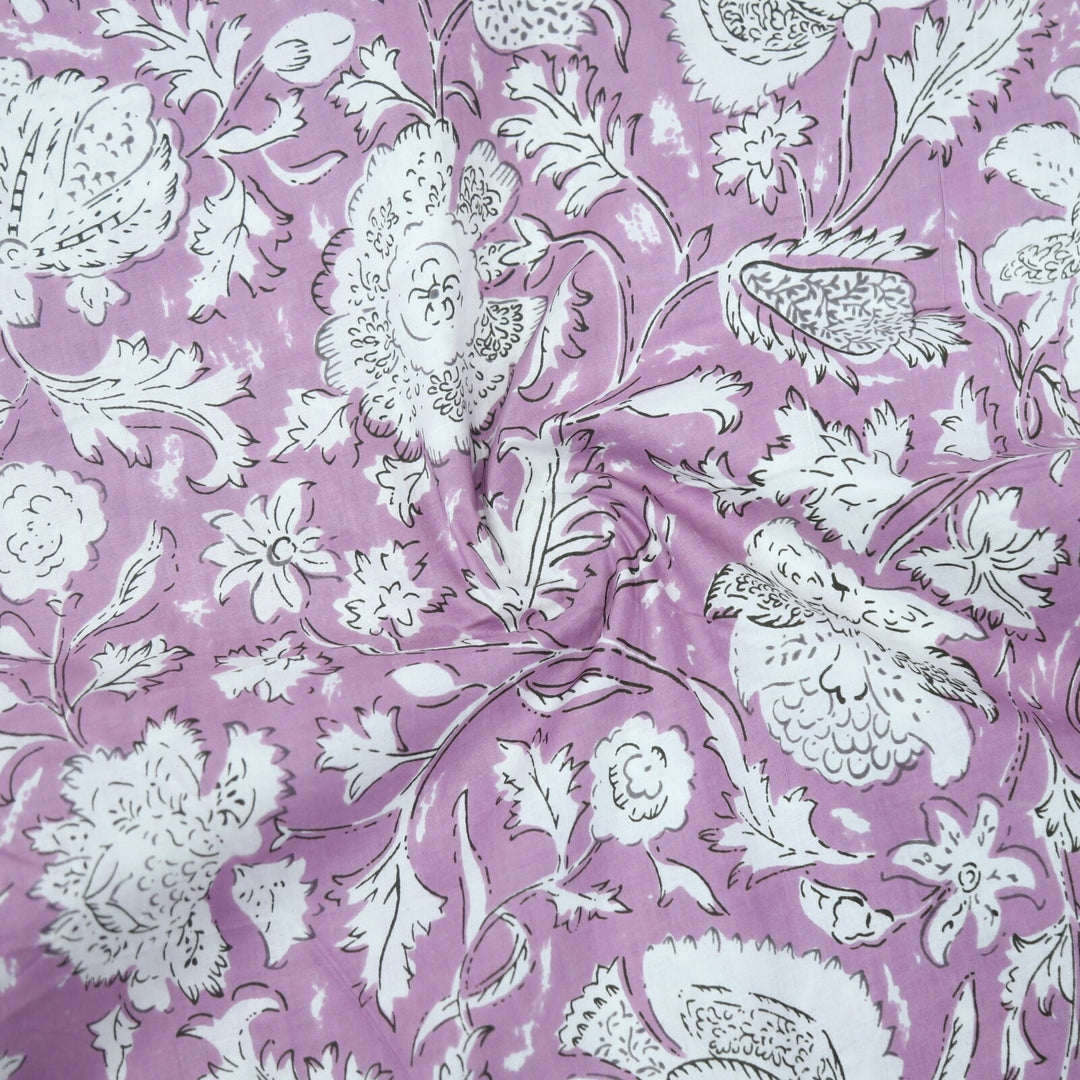 Lavender Screen Printed Cotton Fabric