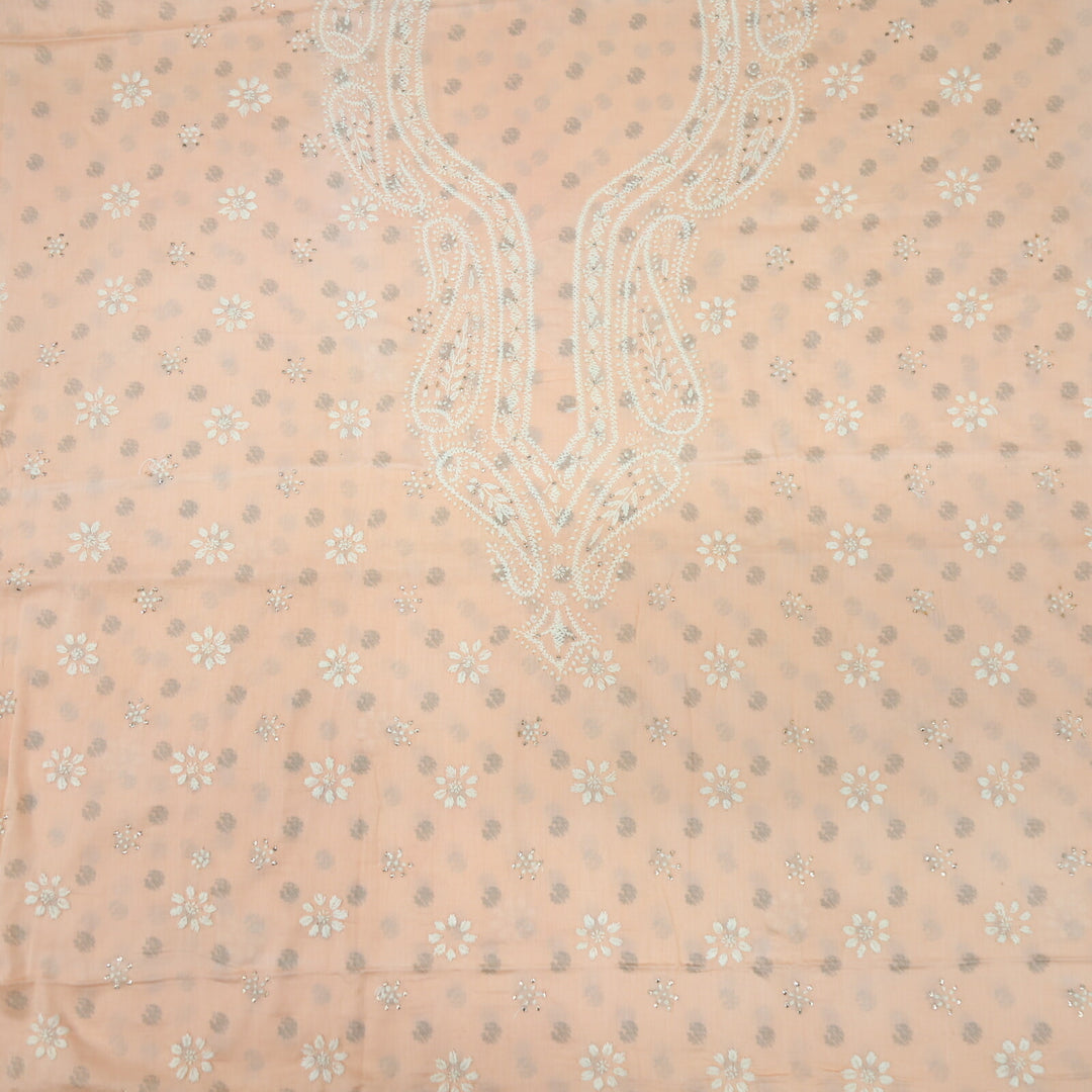 Melon Peach Hand Embroidered Chikankari With Mukaish work Top