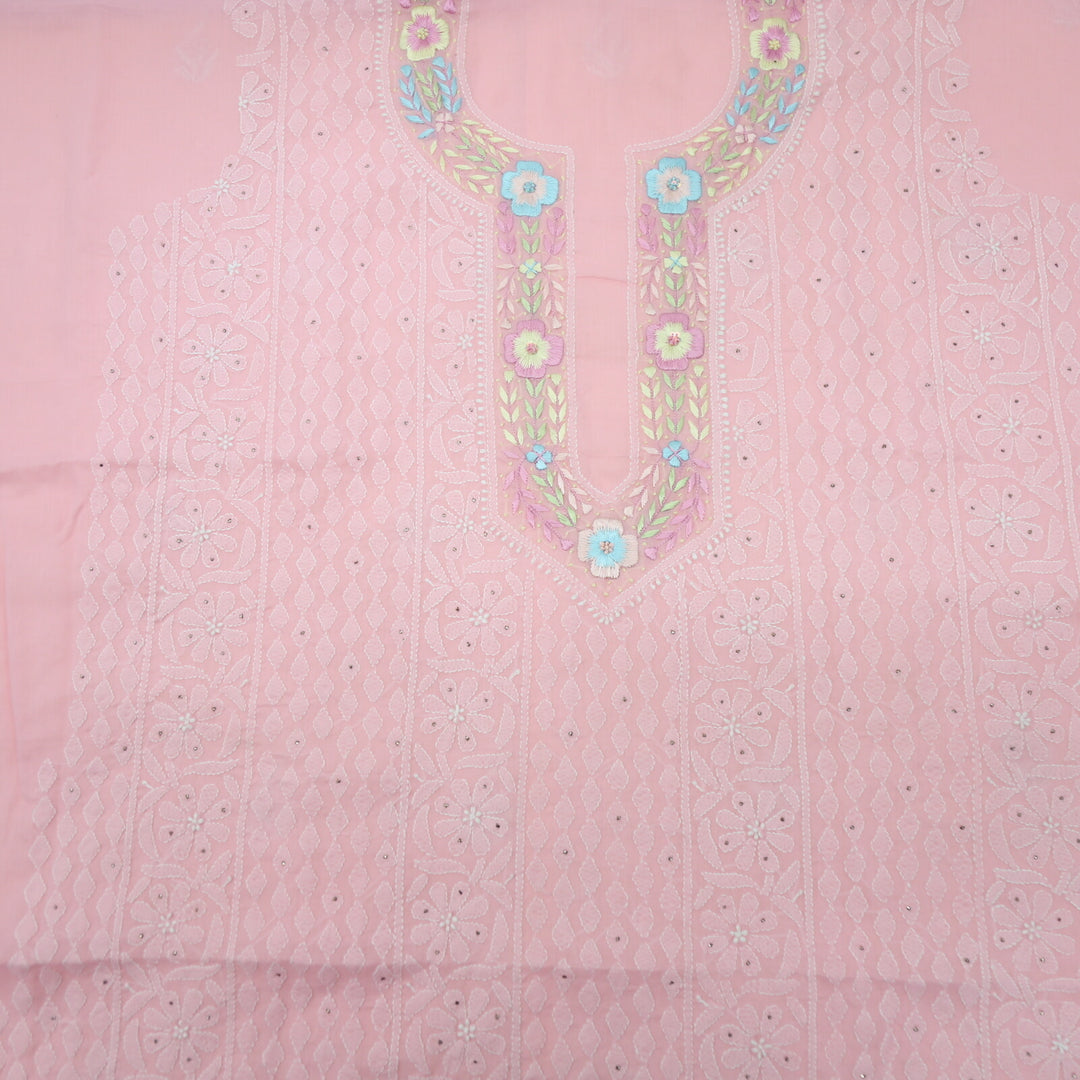 Pastel Pink Hand Parsi Embroidered Chikankari With Mukaish work Top