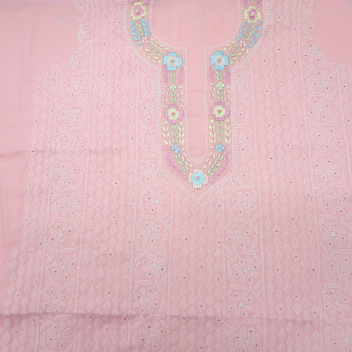 Pastel Pink Hand Parsi Embroidered Chikankari With Mukaish work Top