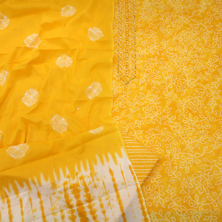 Falaq Tangerine Orange Printed Cotton Suit with Printed Cotton Dupatta Set