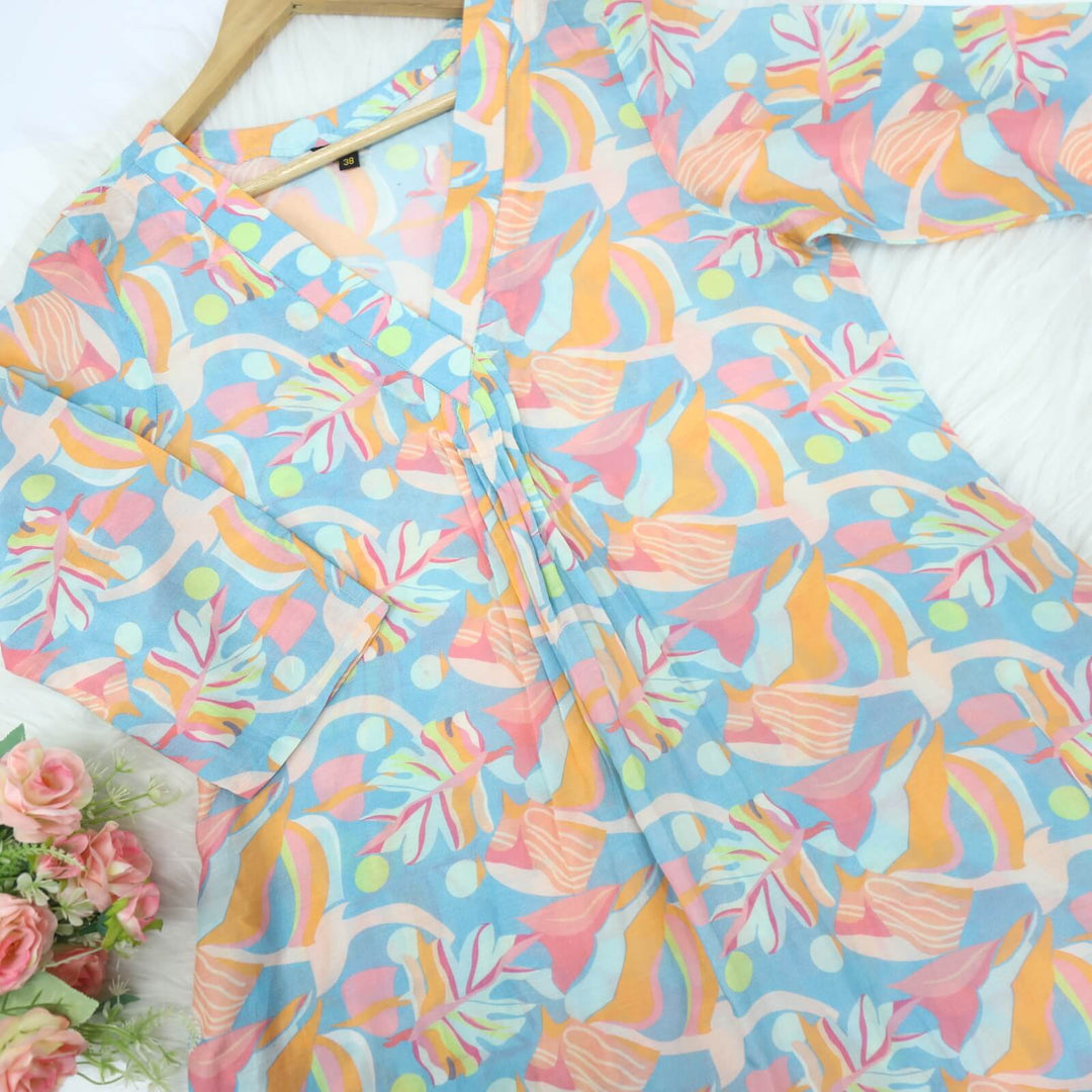 Zeenat Colorful Modern Abstract Printed Pure Muslin Kurti