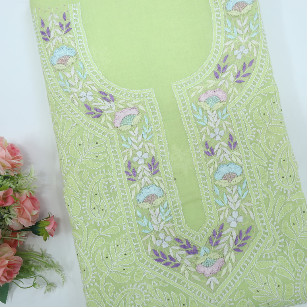 Noorie Mint  Green Hand Parsi Embroidered Chikankari With Mukesh work Top