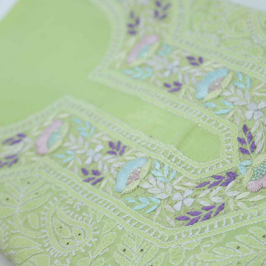 Noorie Mint  Green Hand Parsi Embroidered Chikankari With Mukesh work Top