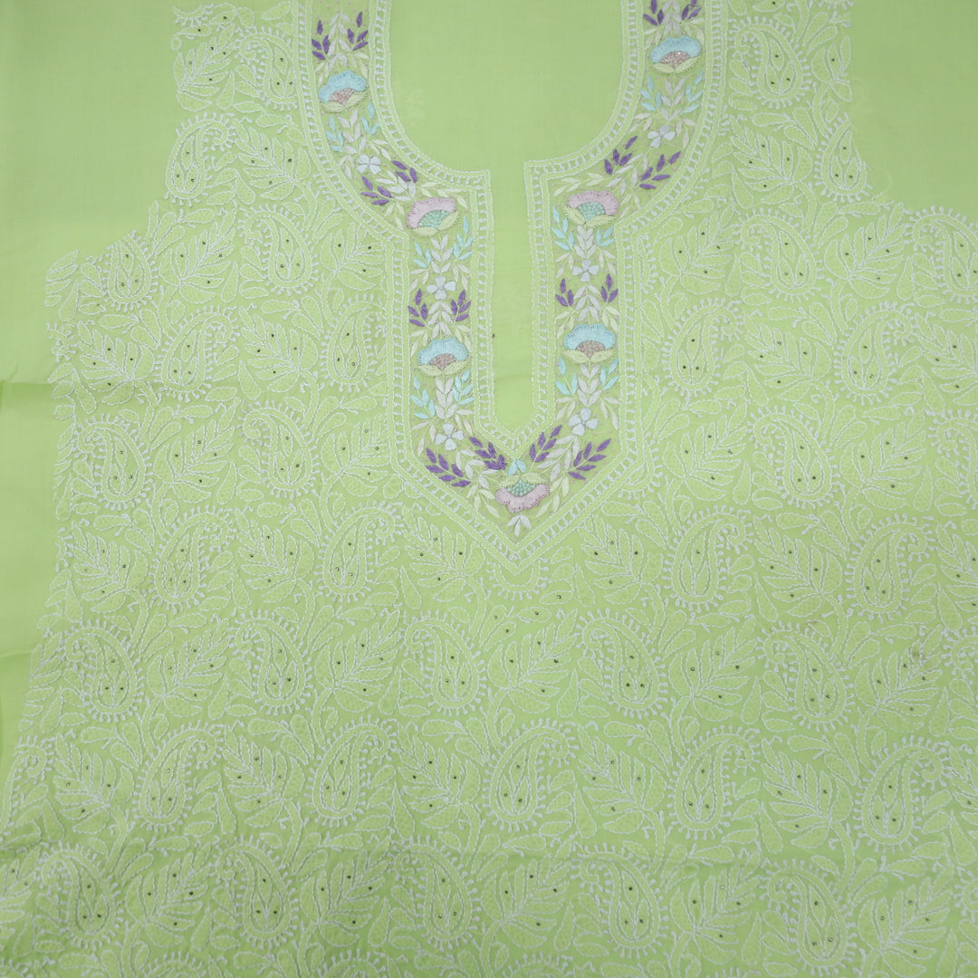 Noorie Mint  Green Hand Parsi Embroidered Chikankari With Mukesh work Top