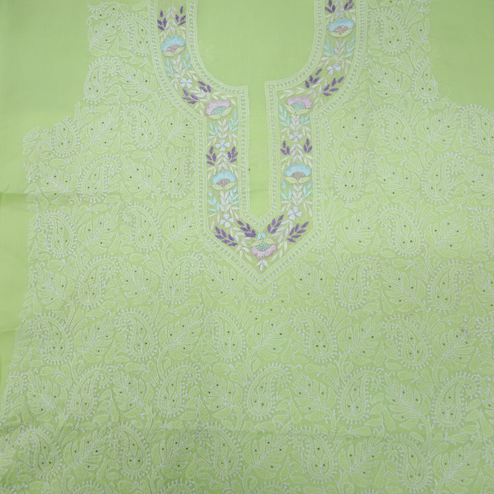 Noorie Mint  Green Hand Parsi Embroidered Chikankari With Mukesh work Top