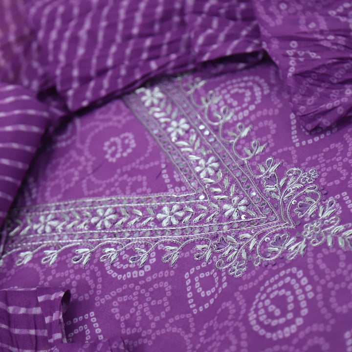 Laazmi Orchid Purple Cotton Top with Cotton Dupatta