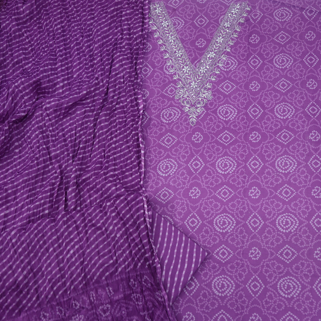 Laazmi Orchid Purple Cotton Top with Cotton Dupatta