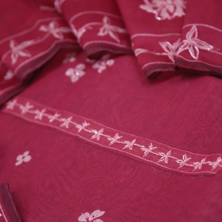 Zeenat Magenta Purple Printed Chanderi Top with Chanderi Dupatta