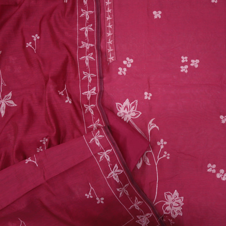 Zeenat Magenta Purple Printed Chanderi Top with Chanderi Dupatta