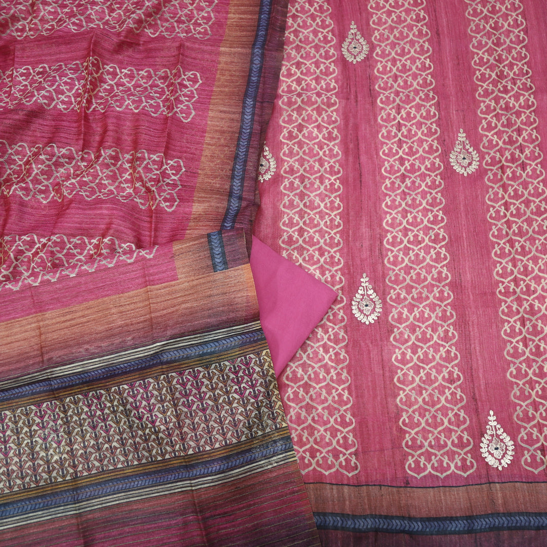 Nayaab French Rose Printed Chanderi Top and Printed Chanderi Dupatta