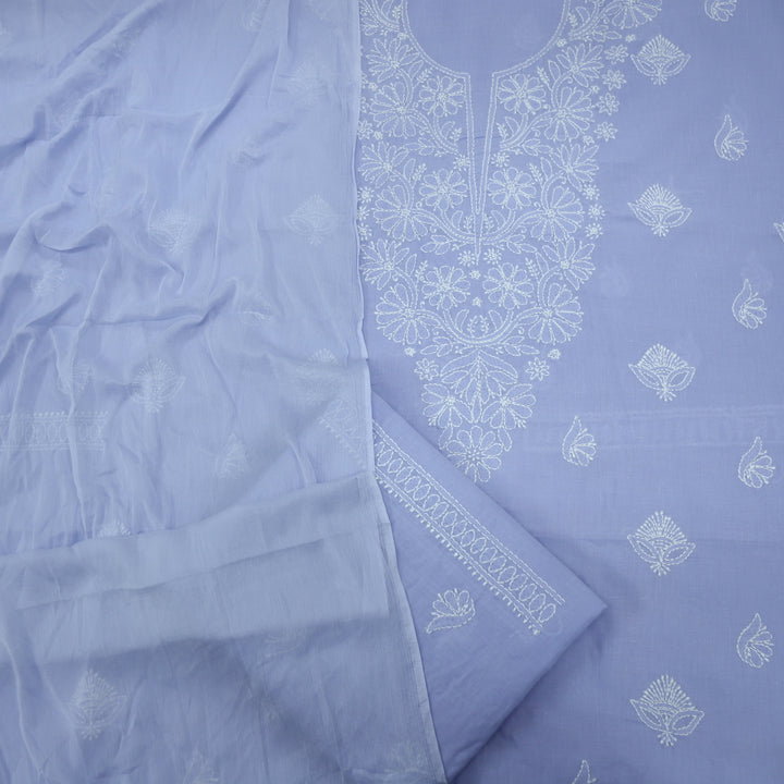 Mohataaz Lilac Authentic Chikankari Cotton Top with Chiffon Dupatta-D1