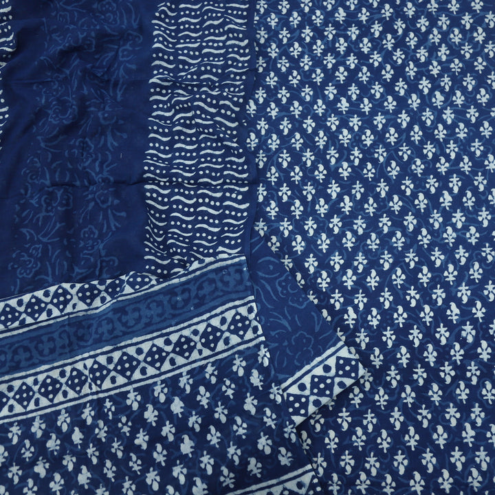 Aatish Indigo Authentic Dabu Printed Cotton Top and Cotton Dupatta Set-D1