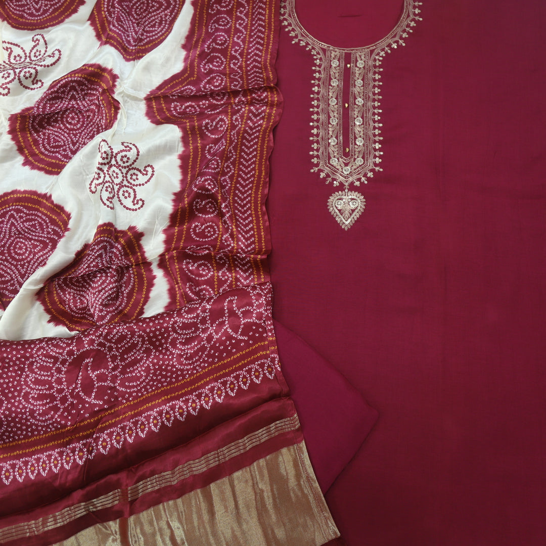 Hayaat Jam Purple Dola Silk Top and Gaji Silk Dupatta