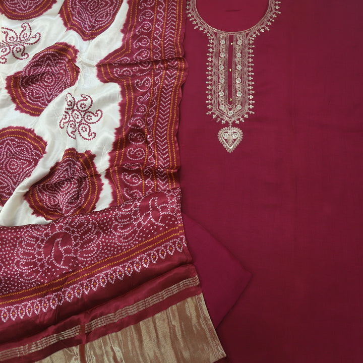 Hayaat Jam Purple Dola Silk Top and Gaji Silk Dupatta