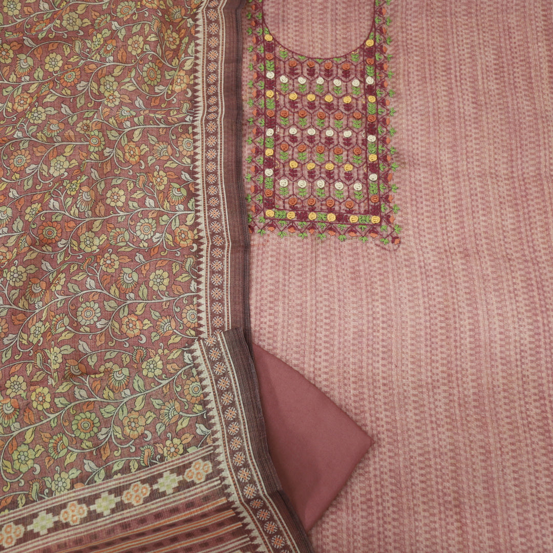 Fanaa Grape Purple Linen Tissue top with Floral printed dupatta