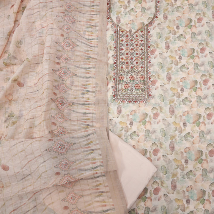 Noor Light Peach Cotton Linen Top with Cotton Linen Dupatta