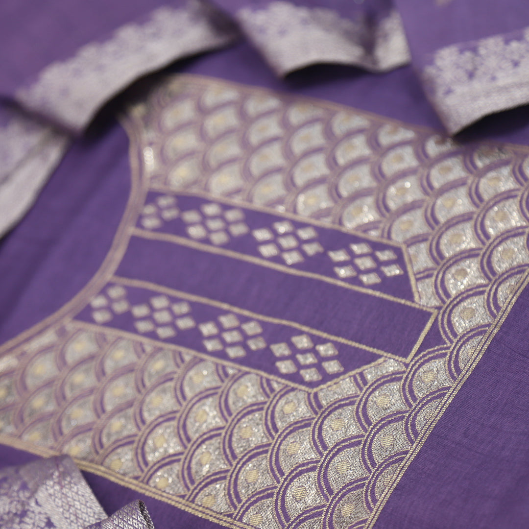 Rushna Eggplant Purple Dola Silk Top with Chanderi Silk Dupatta