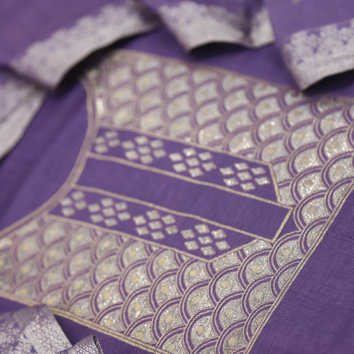 Rushna Eggplant Purple Dola Silk Top with Chanderi Silk Dupatta