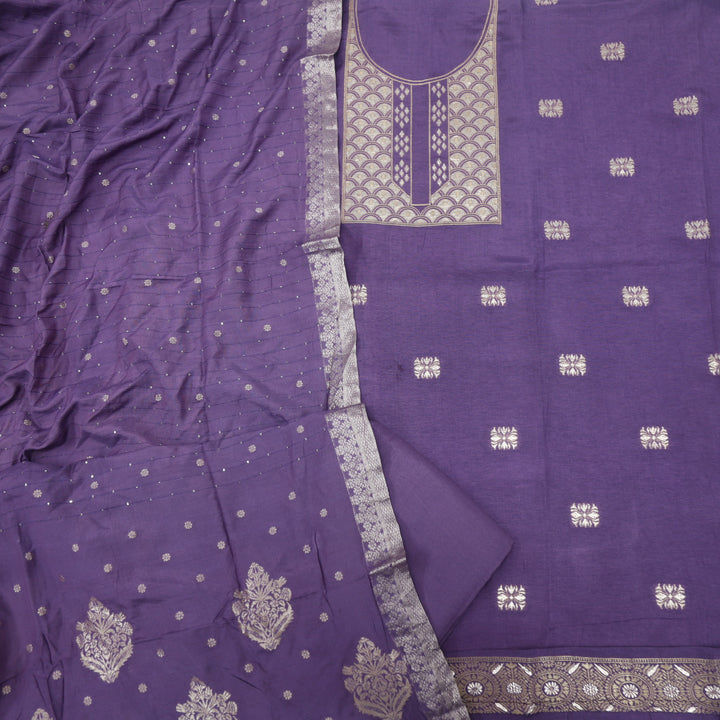 Rushna Eggplant Purple Dola Silk Top with Chanderi Silk Dupatta