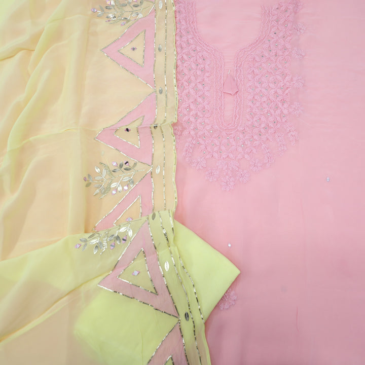 Fanaa Baby Pink Embroidered Organza Top with Organza Dupatta