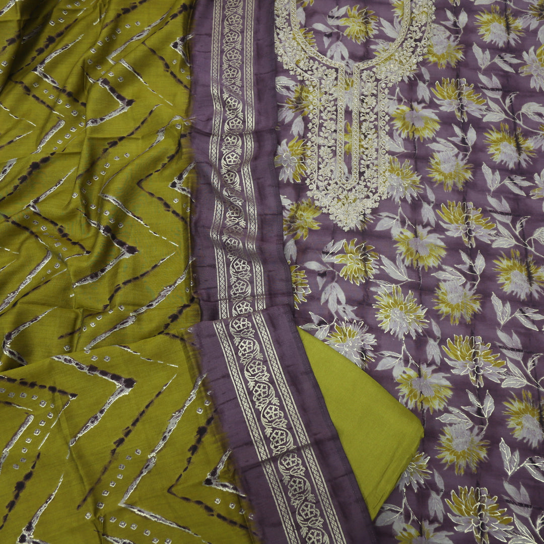 Gunah Mauve Purple Printed Modal Top With Modal Dupatta