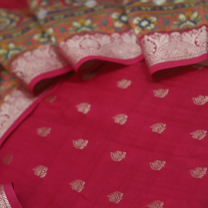 Gulshan Cerise Pink Premium Chanderi Top with Chanderi Dupatta