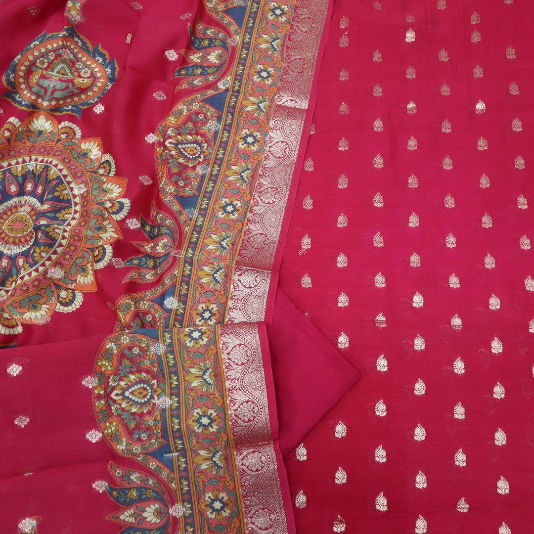 Gulshan Cerise Pink Premium Chanderi Top with Chanderi Dupatta