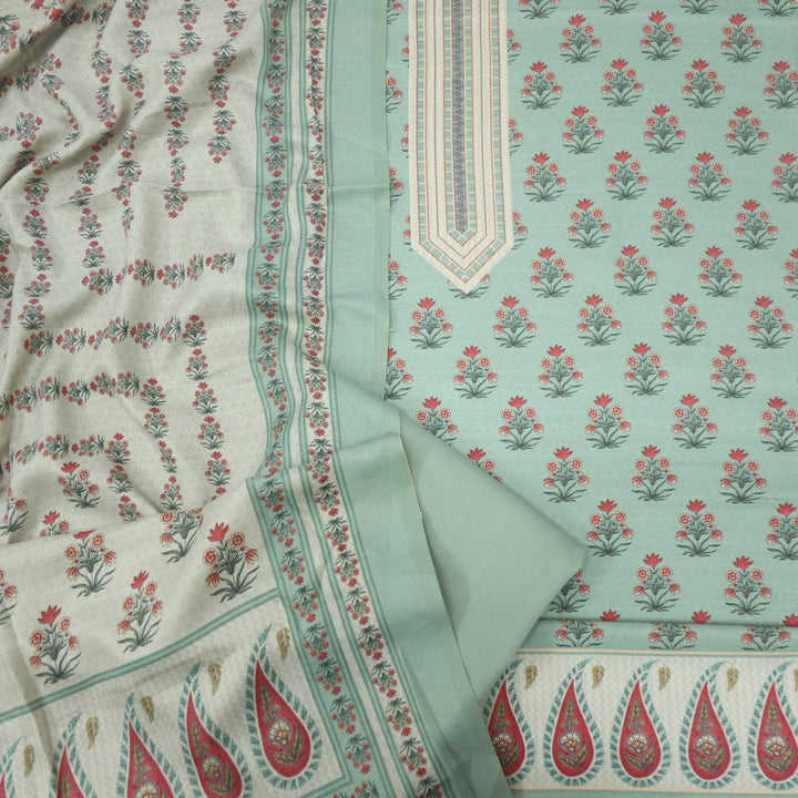 Tanhaai Fern Green Semi Pashmina Top with Semi Pashmina Dupatta