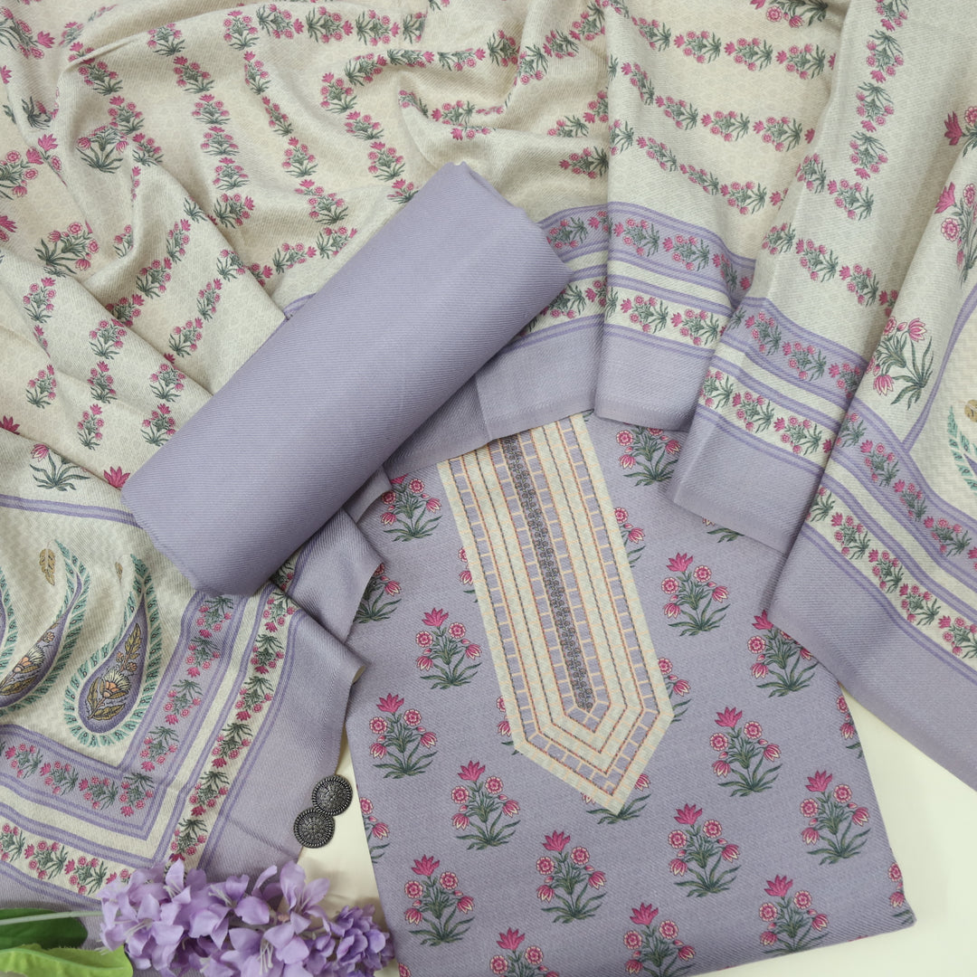 Tanhaai Lavender Semi Pashmina Top with Semi Pashmina Dupatta