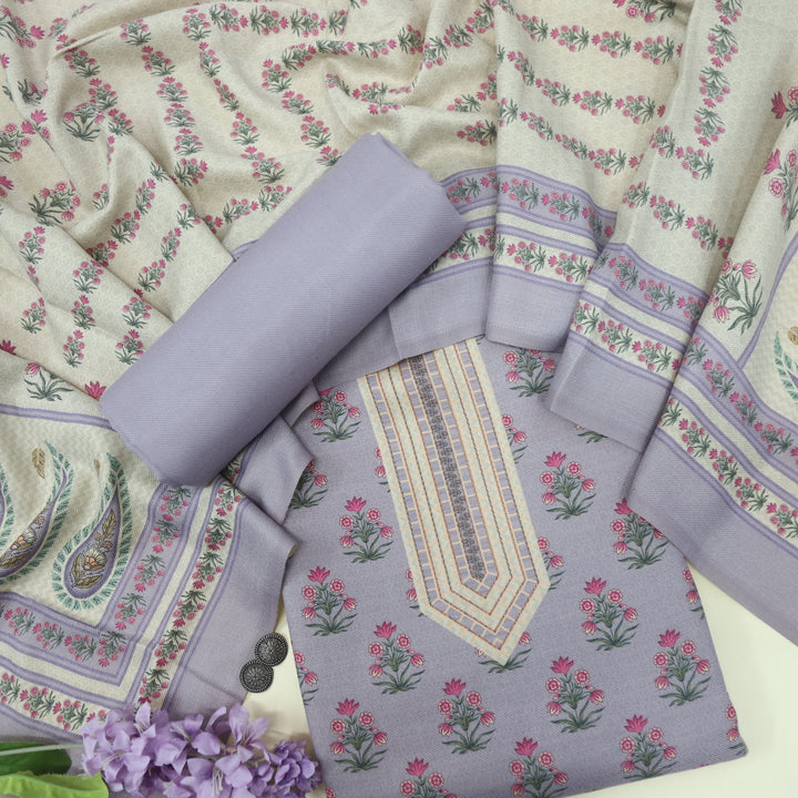 Tanhaai Lavender Semi Pashmina Top with Semi Pashmina Dupatta