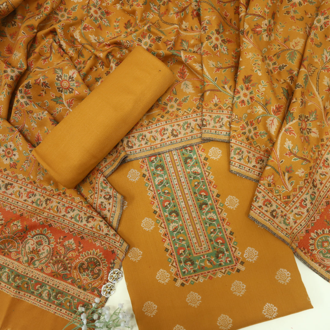 Tanhaai Dandelion Yellow Semi Pashmina Top with Semi Pashmina Dupatta