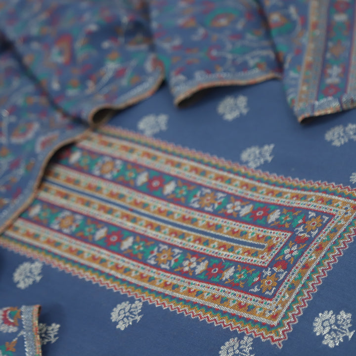 Tanhaai Faded Blue Semi Pashmina Top with Semi Pashmina Dupatta