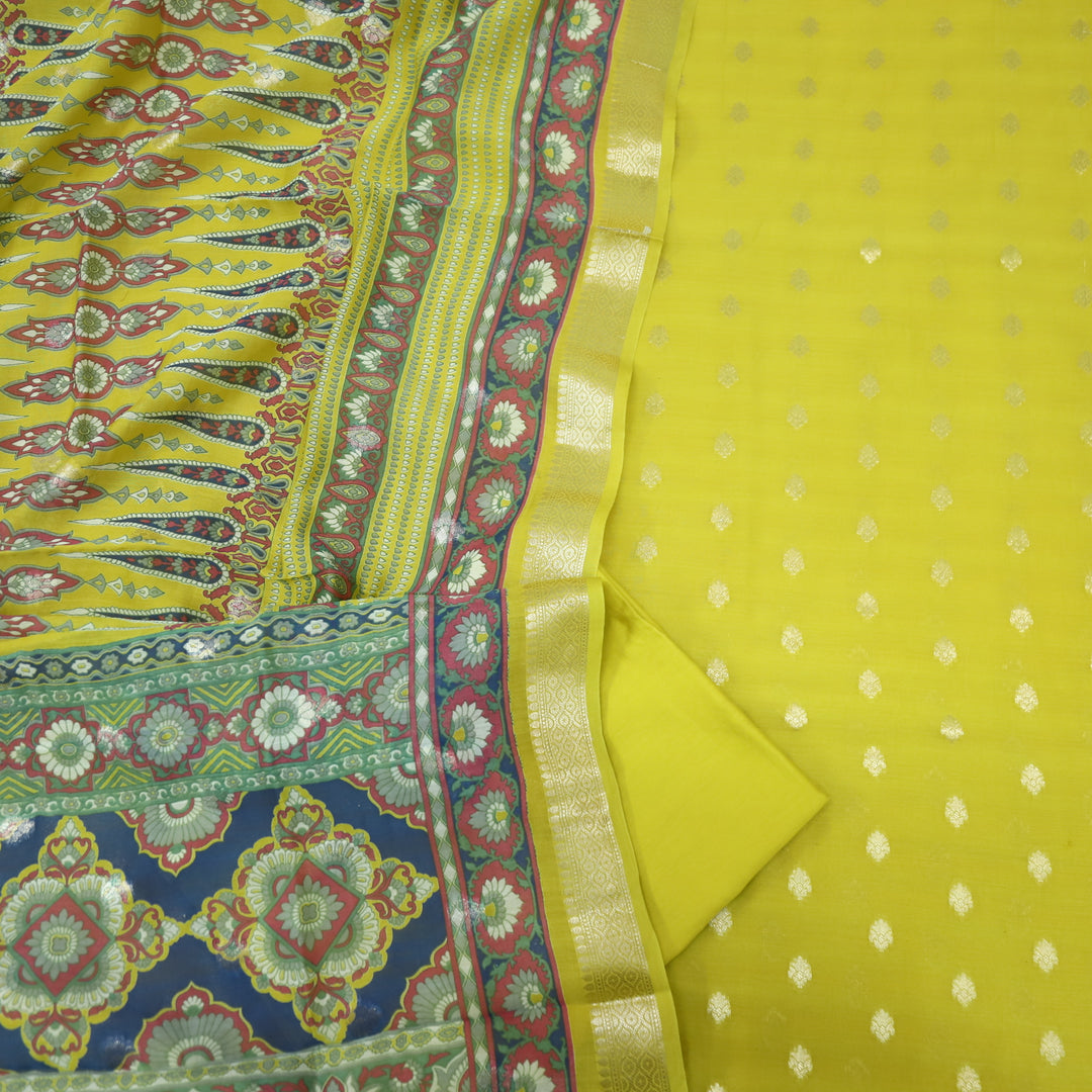 Gulshan Corn Yellow Premium Chanderi Top with Chanderi Dupatta