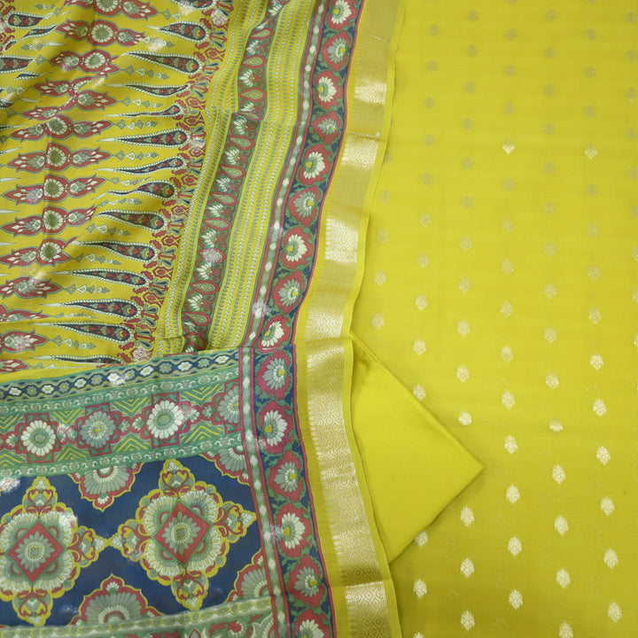 Gulshan Corn Yellow Premium Chanderi Top with Chanderi Dupatta