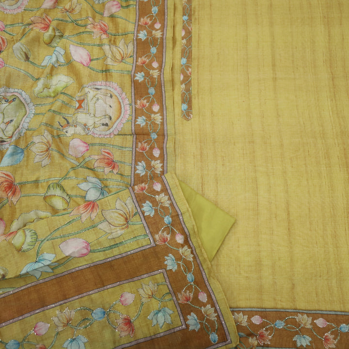 Kohinoor Mustard Yellow Chanderi Top with Chanderi Dupatta