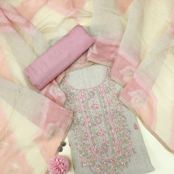 Jannat Baby Pink Jamdani Top and Jamdani Dupatta