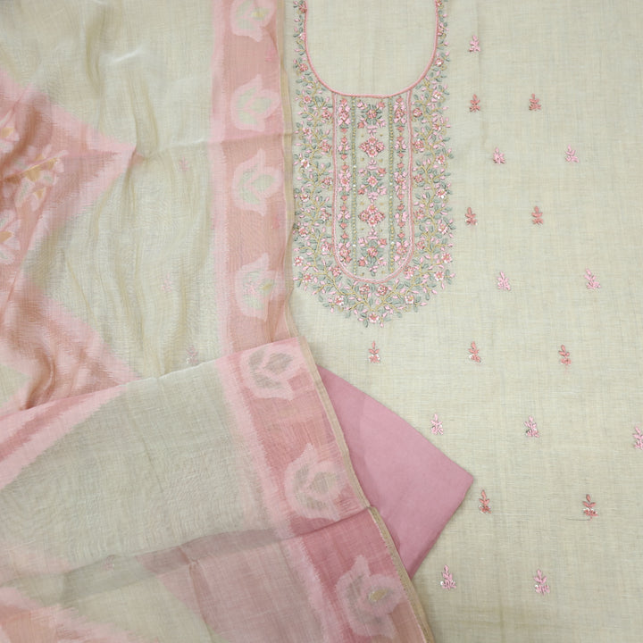 Jannat Baby Pink Jamdani Top and Jamdani Dupatta