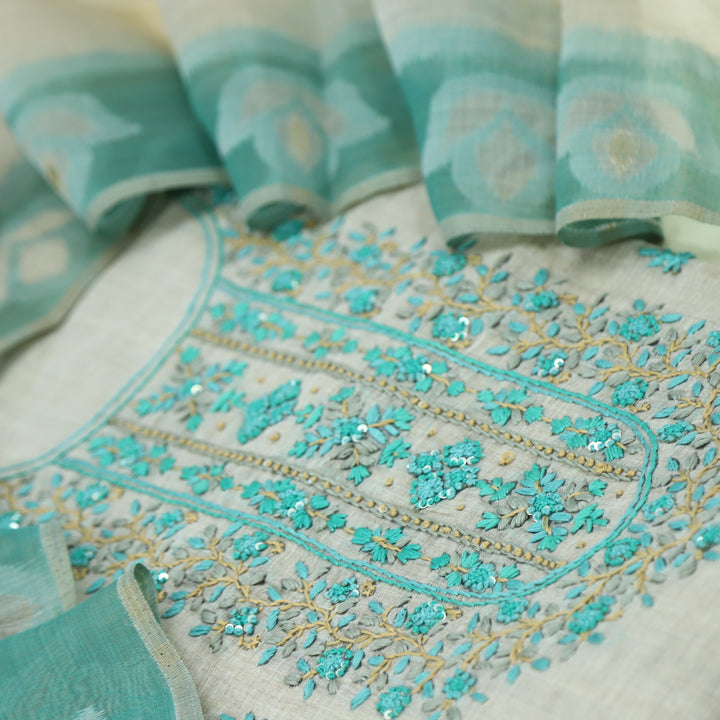Jannat Jungle Green Jamdani Top and Jamdani Dupatta