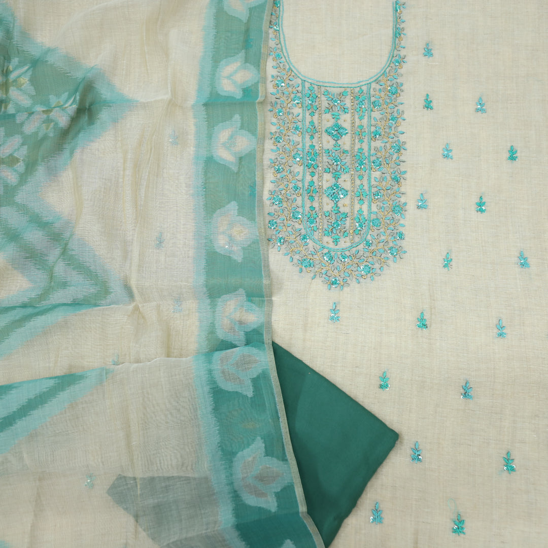 Jannat Jungle Green Jamdani Top and Jamdani Dupatta