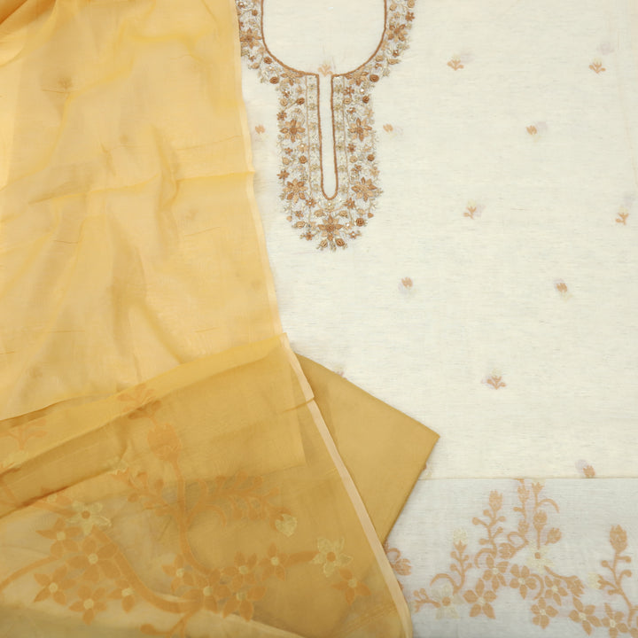 Jannat Sweetcorn Orange Jamdani Top and Jamdani Dupatta