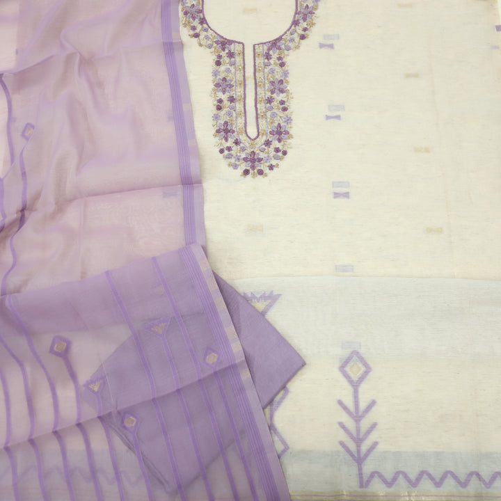 Jannat Periwinkle Purple Jamdani Top and Jamdani Dupatta-D2